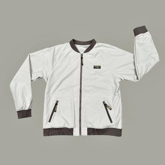 LL Bean Womens 3 Season Bomber Jacket LARGE Tan Khaki Fleece Lined Recycled ECO - Picture 2 of 10